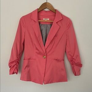 Ezra Coral Blazer with Gold Button